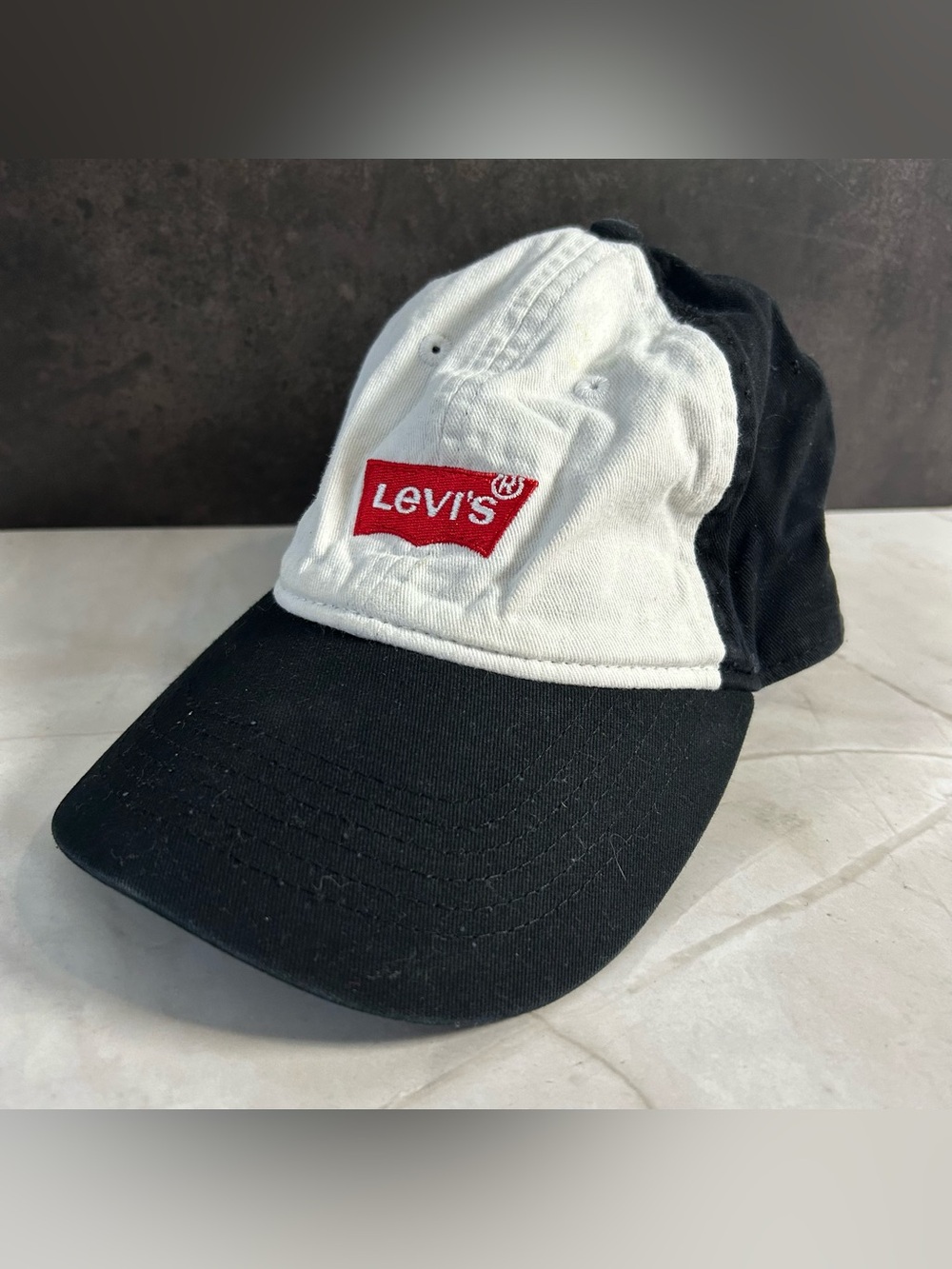 Levi's Black and White Kids Baseball Cap with Red Logo